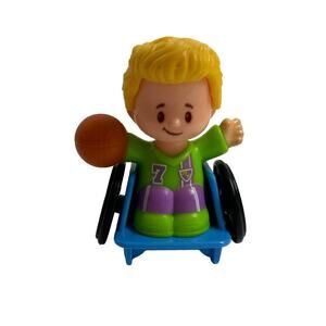 FISHER PRICE Little People Green #7 Wheelchair Basketball Player Blonde Kid